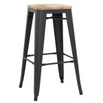 Stackable indoor stool TESR Powder coated metal frame Wood seat Model 1082-BT503W