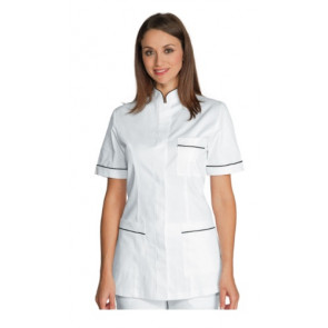 Woman Panarea blouse SHORT SLEEVE 100% Cotton WHITE + BLACK in different sizes Model 002731