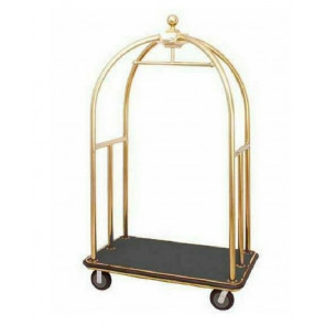 Luggage cart with coat hanger STK Model CART-G brass plated stainless steel