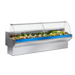 Refrigerated food counter ideal for deli cheese and gastronomy Zoin Model Patagonia PY300PSCG Curved glass Ventilated refrigeration with storage Built-in group