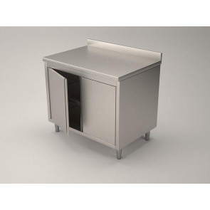 Stainless steel cabinet table hinged doors With upstand Model APB066A