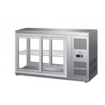 Refrigerated countertop snack display Model G-HAV111 Flat glass and sliding doors on both sides