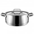 Stainless steel low casserole with lid suitable for induction cooking model P457028