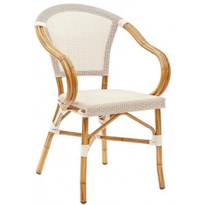 Stackable outdoor chair/armchair TESR Painted aluminum frame bamboo look, textylene fabric covering Model 060-AM03