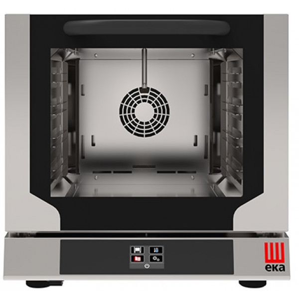 Electric touch screen convection oven with direct steam for gastronomy, bakery and pastry Model EKF423NTUD Capacity 4 trays cm 42,9x 34,5 Power Kw 2,9 Drop down door