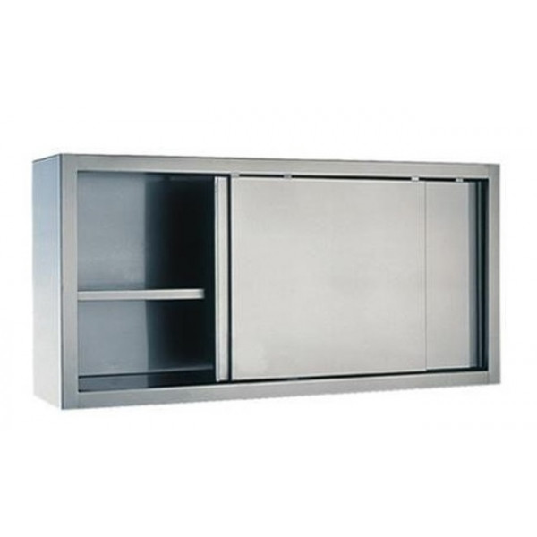 Hanging cabinet with sliding doors and middle shelf stainless steel AISI 430 or 304 Model PA1246