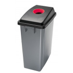 Waste bin for recycling with red upper opening lid OFFICE 60 Grey bin MDL 60 L Model 114207