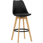 Indoor stool TESR  Oak wood frame, polypropylene shell, synthetic leather pad. Model 1639-EV37
