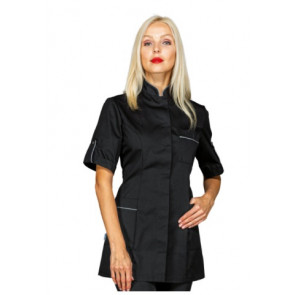 Woman Antigua blouse  SHORT SLEEVE 65% Polyester 35% Cotton BLACK+ GREY Avaible in different sizes Model 003001M