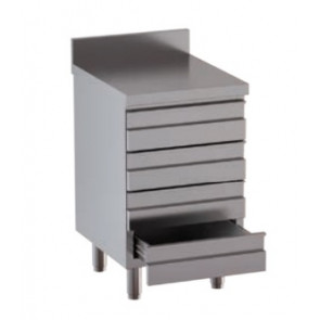 Stainless steel self-supporting cabinet with 4 drawers With upstand with worktop Model DSNCQ056A