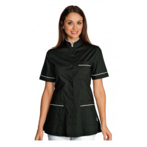 Woman Panarea blouse SHORT SLEEVE 65% Polyester 35% Cotton BLACK + WHITE in different sizes Model 002701