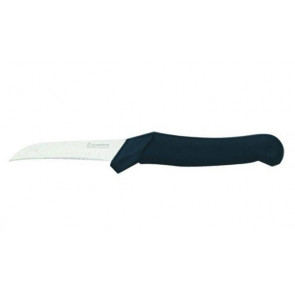 Vegetable knife Tempered AISI 420 stainless steel blade with conical sharpening, satin finish.  Handle : in rubberized non-toxic material, anti-slip and dishwasher safe. Model CL90705