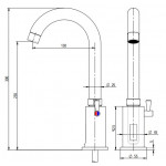 Electronic basin mixer one hole with swinging high power (H=130MM) MNL Model ZEUS005 BATTERIA/CORRENTE