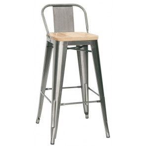Indoor stool TESR Powder coated metal frame with varnish Wood seat Model 1068-MC012PTW