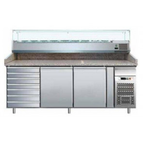 Ventilated Refrigerated Pizza Counter Model PZ2610TN38 two doors and chest of drawers