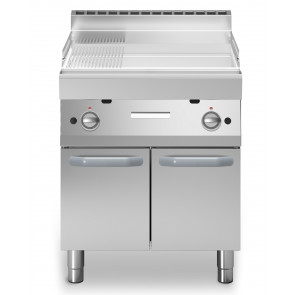 Gas fry top Chromed 2/3 smooth 1/3 striped plate MDLR Cabinet with doors Model F7070FTGCLRP