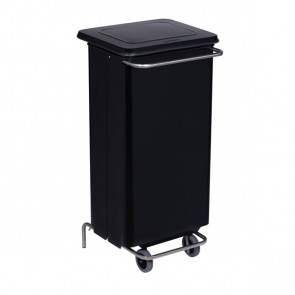 Metal mobile waste bin with pedal with stainless steel tubes 110 L - Waste bin MDL black epoxy coating CONTICOLOR Model 791221