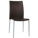Stackable indoor chair TESR Chromed metal frame Synthetic leather covering Model 821-RF49C