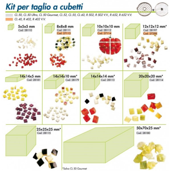 Dicing discs and french fries suitable for vegetable cutter series Expert 5-7 Robot Coupe