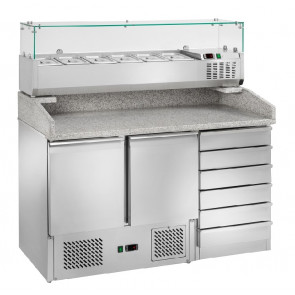 Refrigerated saladette for pizzeria with display case Model AK903PD+AK14433 6xGN 1/4