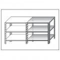 Stainless steel bolt shelving IXP 3 smooth shelves thickness cm 2,5 stainless steel 8/10 Lenght cm 70 Depth cm 30 Height cm 150 Modular element With plastic feet and bolts Cut-off edges Polished finish Model B3697030C