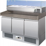 Static Refrigerated Pizza Counter Model S903PZ+RI14038V GLASS  three doors