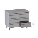 Stainless steel self-supporting cabinet with 6 drawers without upstand with worktop Model DSN6C087
