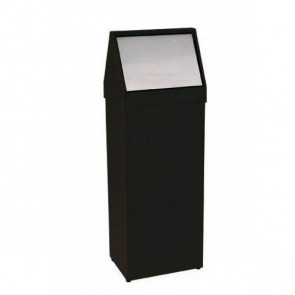 Waste bin with swinging lid MDL in black epoxy powder coated metal Model 790063