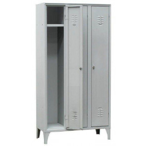 Space saving changing room locker FAS made of steel sheet Thickness 6/10 N.3 Compartments N.3 Hinged doors Top shelf Card holder Model H090Q1803A