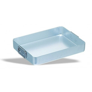 Rectangular pan with swing handles in aluminium Size cm. L 40 x P 30 x 6,5 h Model 219-040