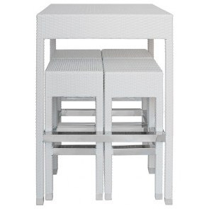 Outdoor Table+ 4 bar stools TESR Aluminum frame, polyethylene strap covering, tempered glass top Model 566-0624T VARIOUS COLOURS