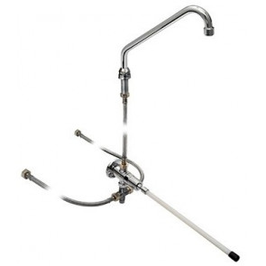 Kit including wall mounted self closing knee lever tap, swinging spout and flexibles, flow time 8 ± 12 sec MNL Model ARES019KIT