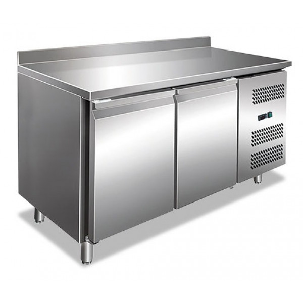 Ventilated refrigerated counter with backsplash Stainless steel AISI 201 Model GN2200TN Two doors