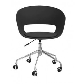 Indoor armchair TESR Chromed metal frame, polypropylene shell, synthetic leather pad Model 1491-YG98