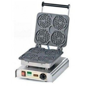 Single aluminum waffle maker machine TP SHAPE : n.4 waffel of Ø 12x2 Cm bear shape, on a stick Power 2200W Model W-PS-WINNY