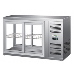 Refrigerated countertop snack display Model G-HAV91 Flat glass and sliding doors on both sides