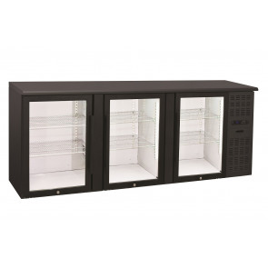 Refrigerated back bar cabinet for drinks Model QBG300 N. 3 hinged glass doors