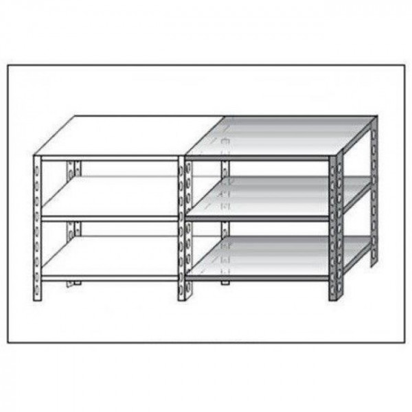 Stainless steel bolt shelving IXP 3 smooth shelves thickness cm 2,5 stainless steel 8/10 Lenght cm 100 Depth cm 30 Height cm 150 Modular element With plastic feet and bolts Cut-off edges Polished finish Model B36910030C