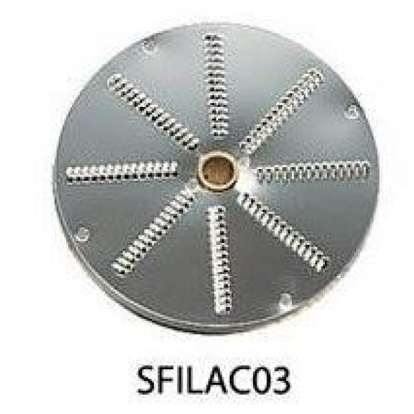 Fraying disc DT03 - Thickness 3mm - Suitable for celery, carrots, vegetable for pinzimonio, cheese for pizza, nuts, chocolate, etc Suitable for julienne cut for Vegetable cutter Model TITANIUM