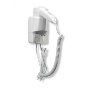 Hair Dryer Electric MDC Abs White wall support with top attachment and with built-in shaver socket Model SC0030