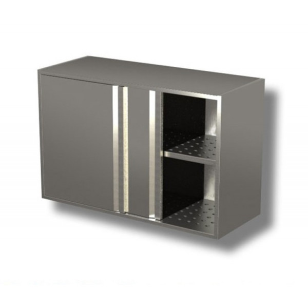 Hanging cabinet with sliding doors and draining boards stainless steel AISI 430 or 304 Model PAF1046