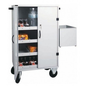 Trolley for mini-bar refuelling ModeL CR1696 Structure in painted sheet N. 3 adjustable intermediate shelves. Side tray for collecting empty spaces