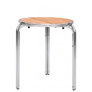 Outdoor table TESR Aluminum base, wooden slats top Model 678-MTW011A