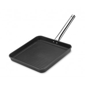 Square Aluminum Grill Pan for Induction Kitchens Non-stick with Riveted Steel Handle Size cm. L 28 x P 28 x 4 h Model 142-100