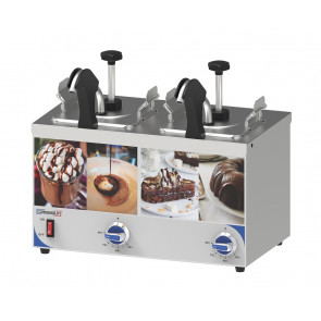 Double sauce dispenser with pump and heated nozzle CLN Model CDSPBC2