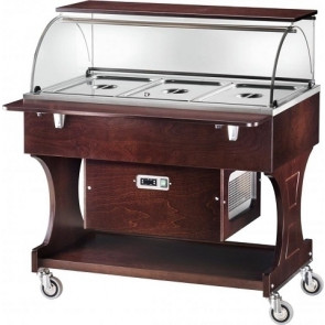 Wooden refrigerated trolley Model CLR2787BT with Plexiglas dome