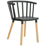 Indoor armchair TESR Powder coated metal frame, wood legs, polypropylene shell Model 1525-D24