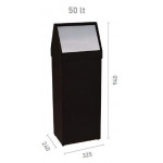 Waste bin with swinging lid MDL in black epoxy powder coated metal Model 790063