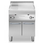 Gas fry top Chromed 2/3 smooth 1/3 striped plate MDLR Cabinet with doors Model F7070FTGCLRP