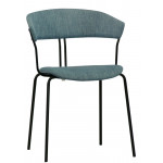 Stackable indoor chair TESR Powder coated metal frame, seat and backrest in fabric. Model 1904-RD03